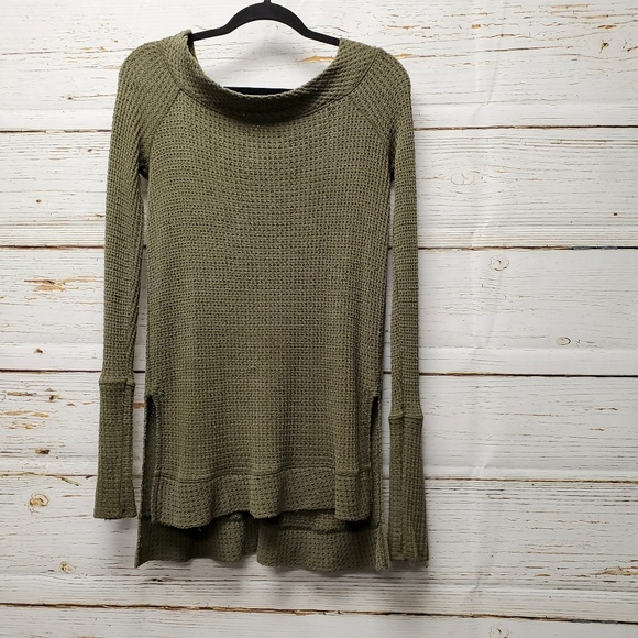 We The Free Tops - We The Free Green Waffle Knit Top
